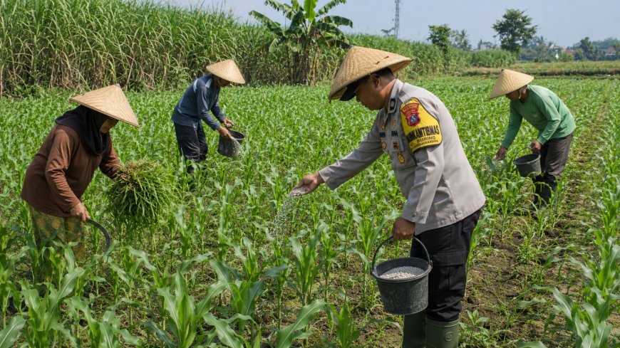 Pak Bhabin Penggerak Ketahanan Pangan, Dampingi Petani Jagung di Kota Malang   