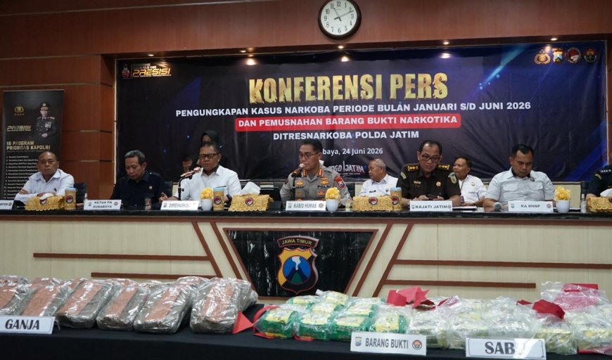 Polda Jatim Ungkap 3.157 Kasus Narkoba Semester I Tahun 2026, Selamatkan 2,79 Juta Jiwa dari Bahaya Narkotika