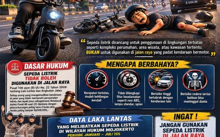 Polres Mojokerto Imbau Masyarakat Tidak Gunakan Sepeda Listrik di Jalan Raya