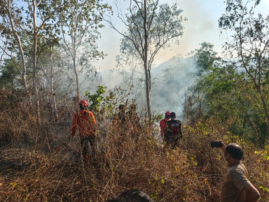 Tim Gabungan Polres Trenggalek Berhasil Evakuasi 4 Pendaki yang Terjebak Kebakaran di Gunung Orak arik