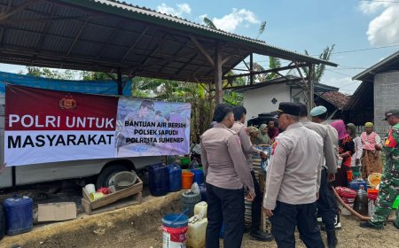 Polresta Sumenep Salurkan Bantuan Air Bersih untuk 440 KK di Desa Gendang Barat